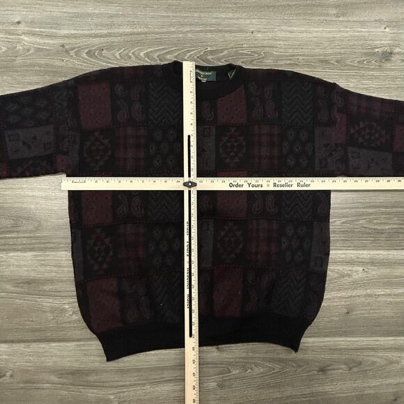 Vintage Embassy Row Sweater Mens Large Made In Italy Wool Abstract Pattern 90s - Picture 4 of 5